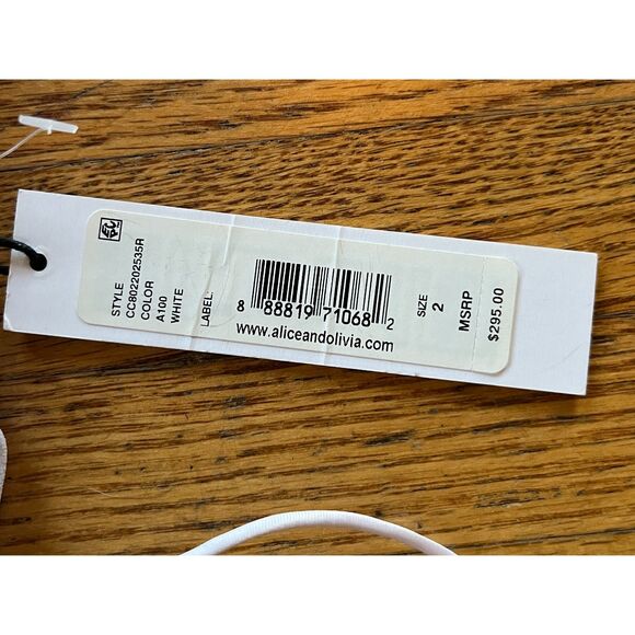 NWT Alice + Olivia White Spagetti Strap Y2K Mini Dress MSRP $295  Women's Size 2 - Picture 4 of 12